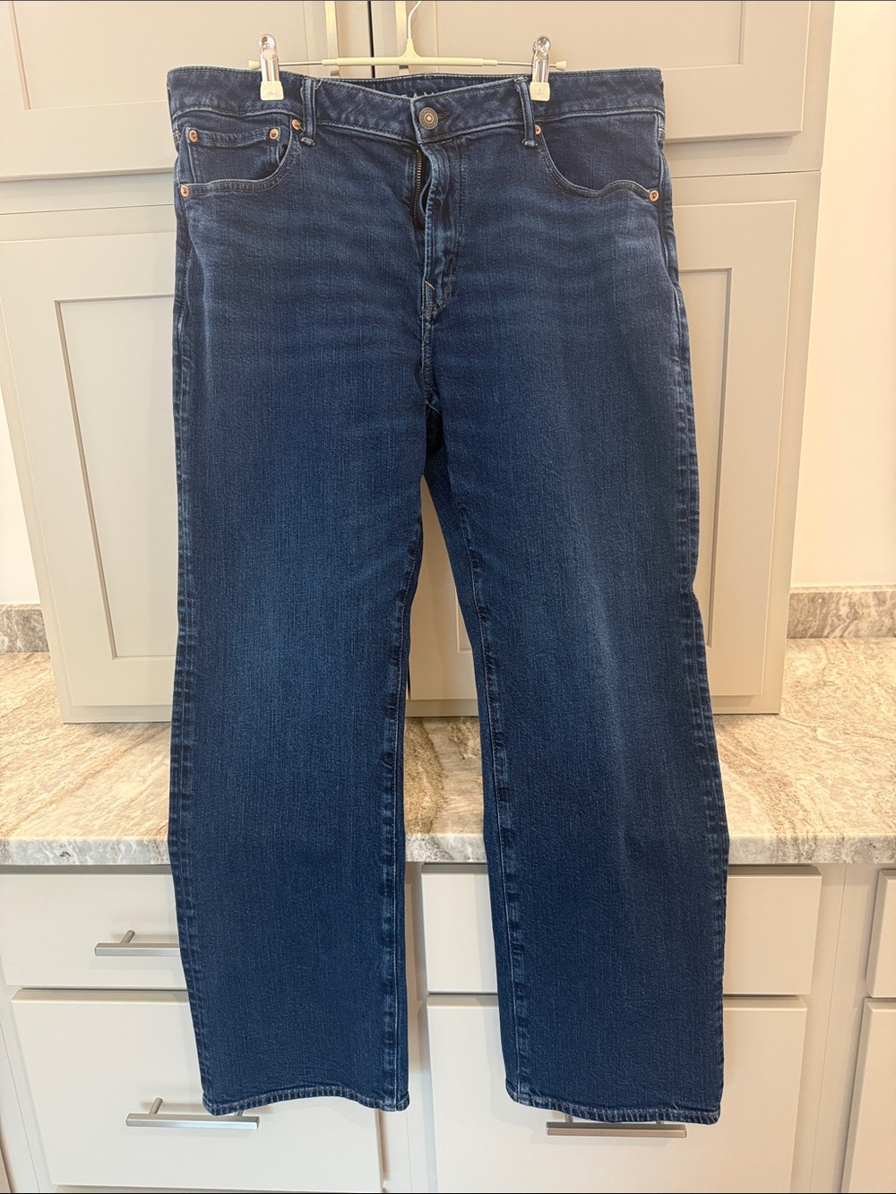 American Eagle Outfitters Men's Straight Jeans in Dark Blue Denim